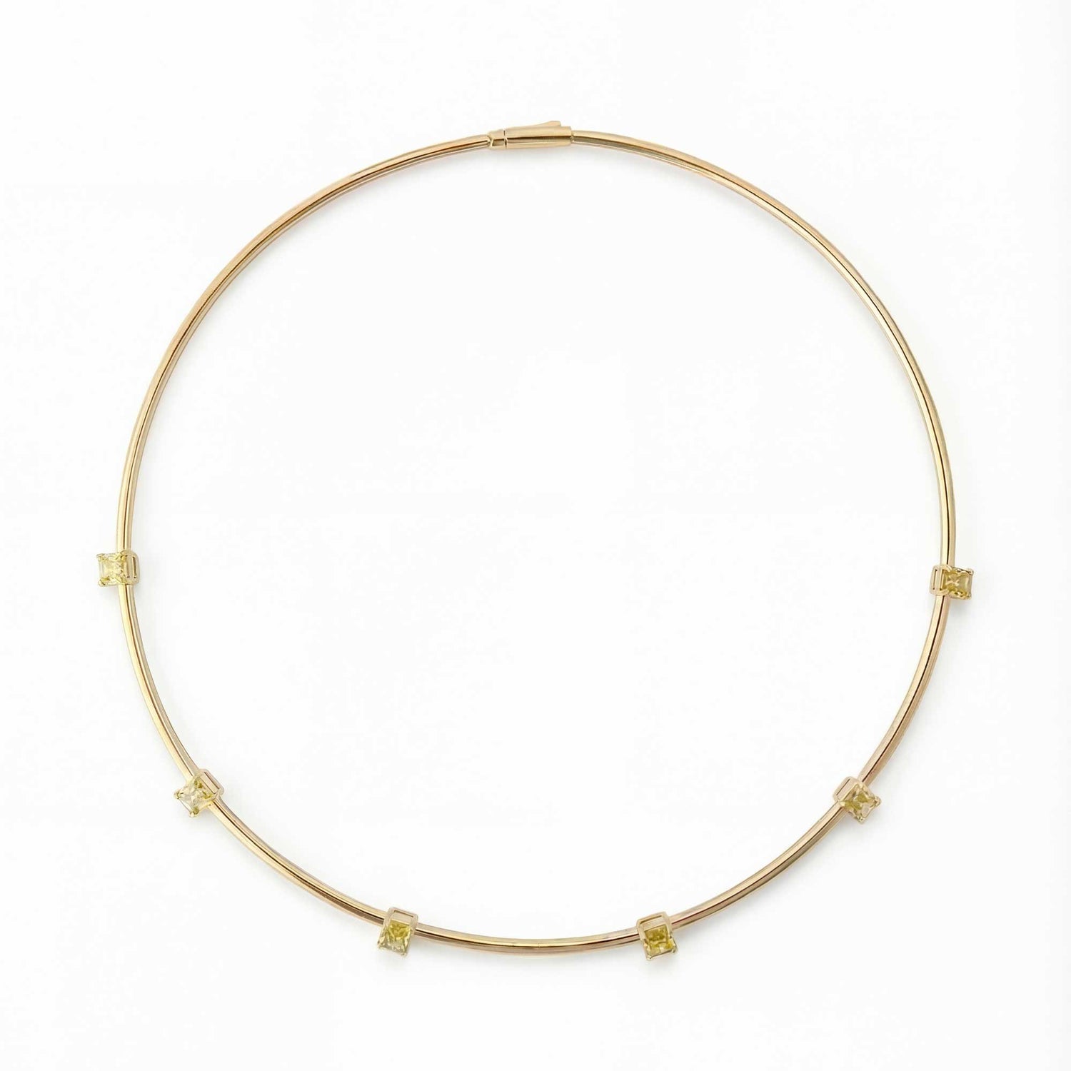 Satine Yellow Gold Diamond Square High Gloss Necklace