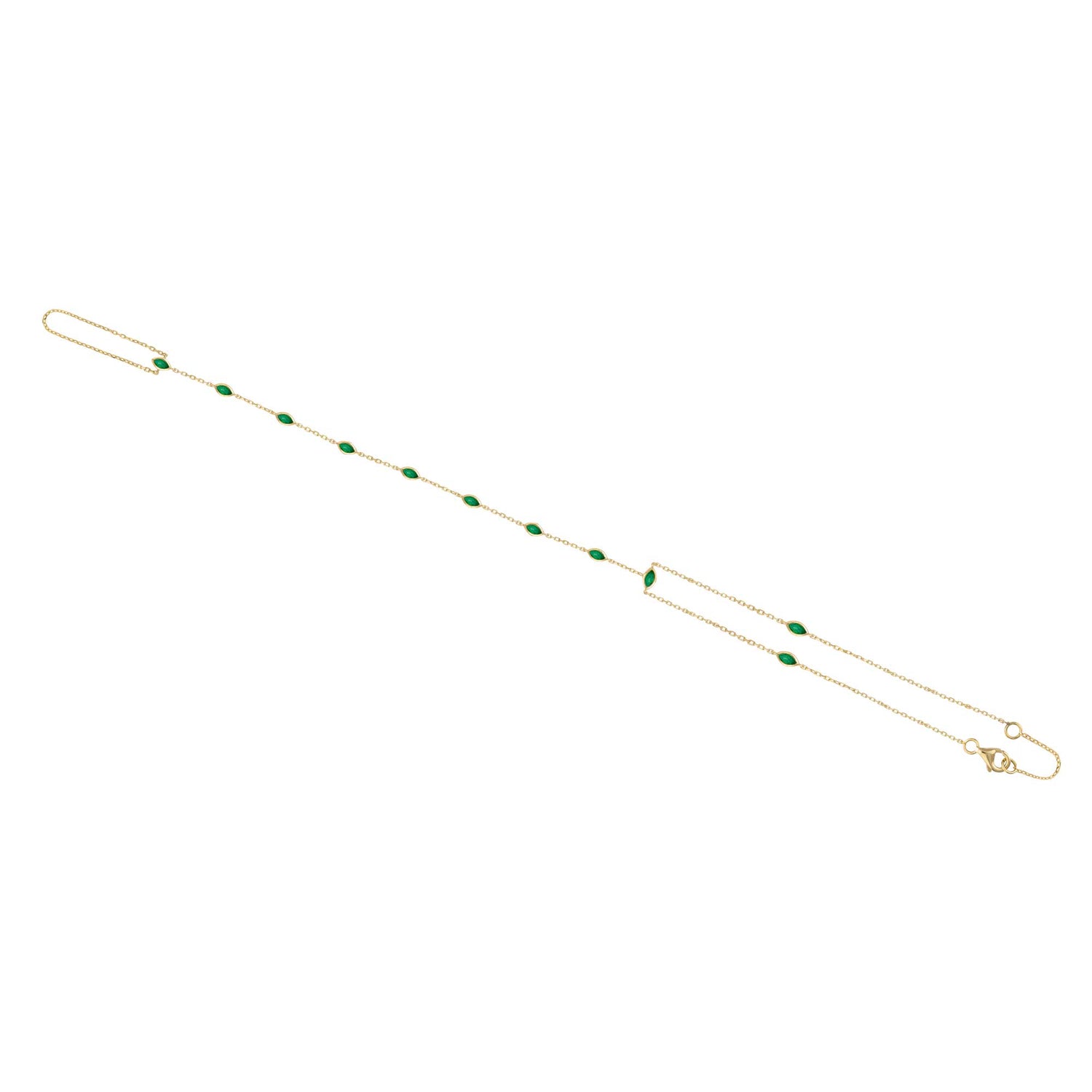 Satine Yellow Gold Emerald Link Handchain