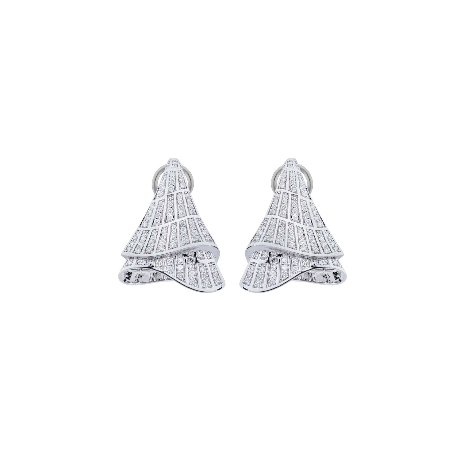 Sia Layered White Gold Pavé Diamond High Gloss Small Statement Earrings