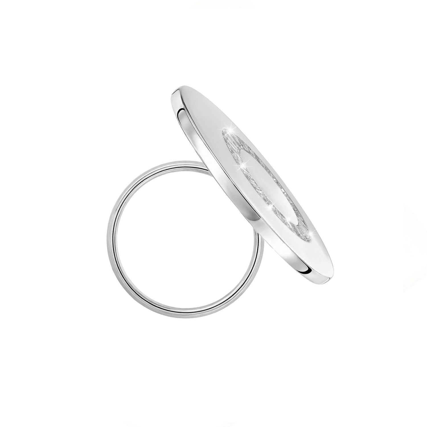 Céleste White Gold White Stone & Baguette Diamond Disc Ring