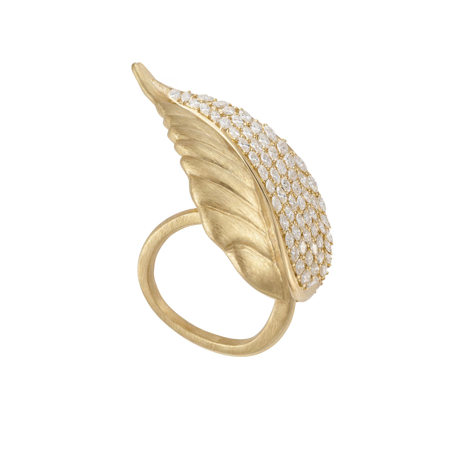La Feuille Tombée Yellow Gold Diamond Marquise Ring