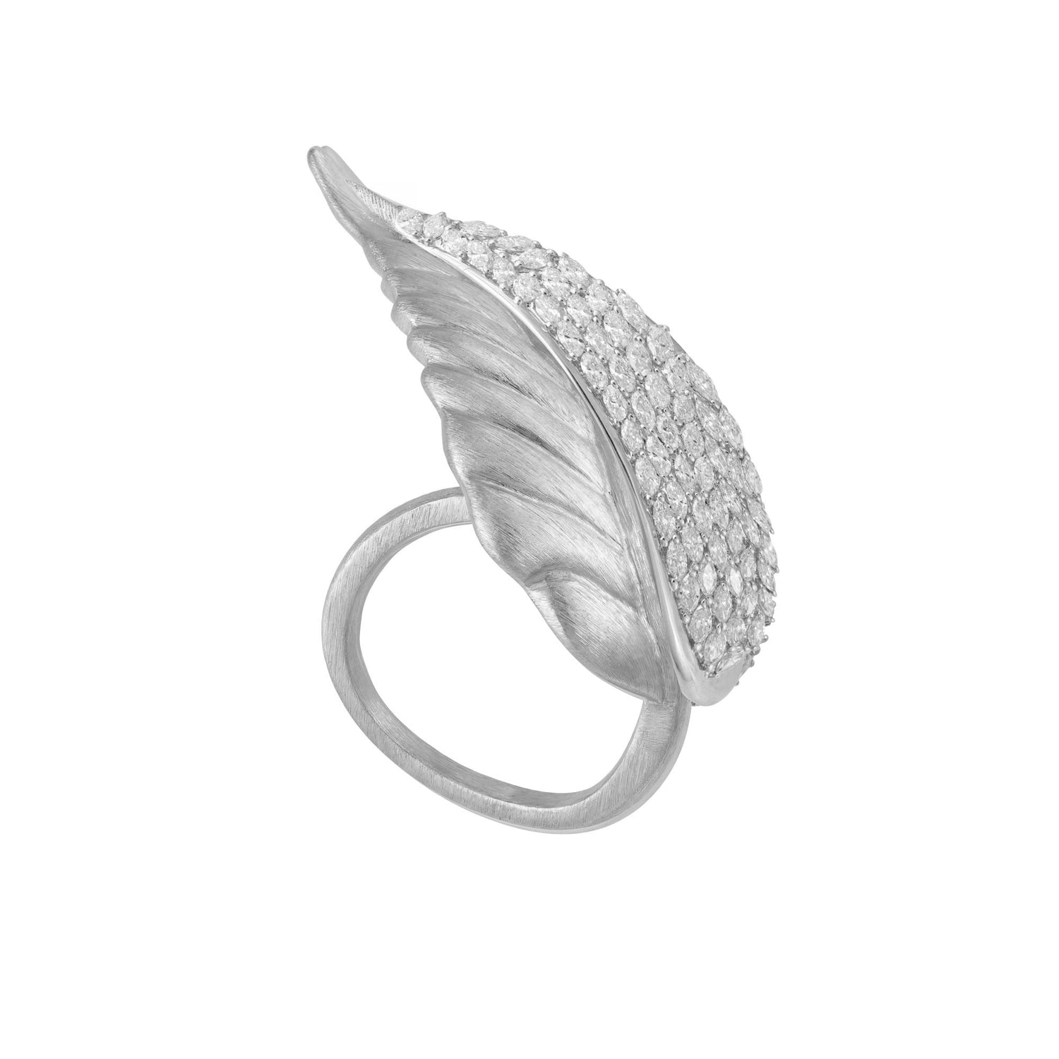 La Feuille Tombée White Gold Diamond Marquise Ring