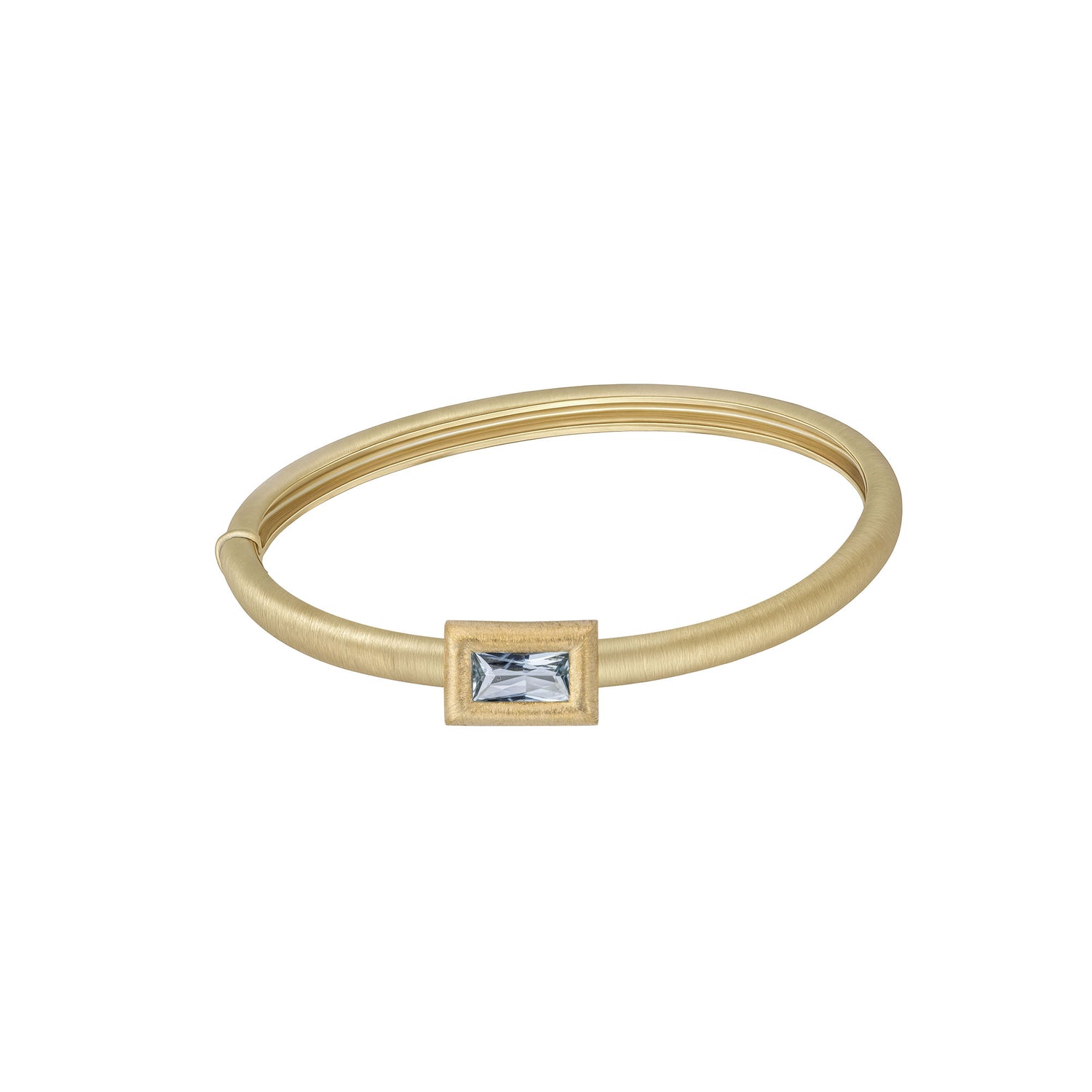 Satine Aquamarine Yellow Gold Rectangular Bangle