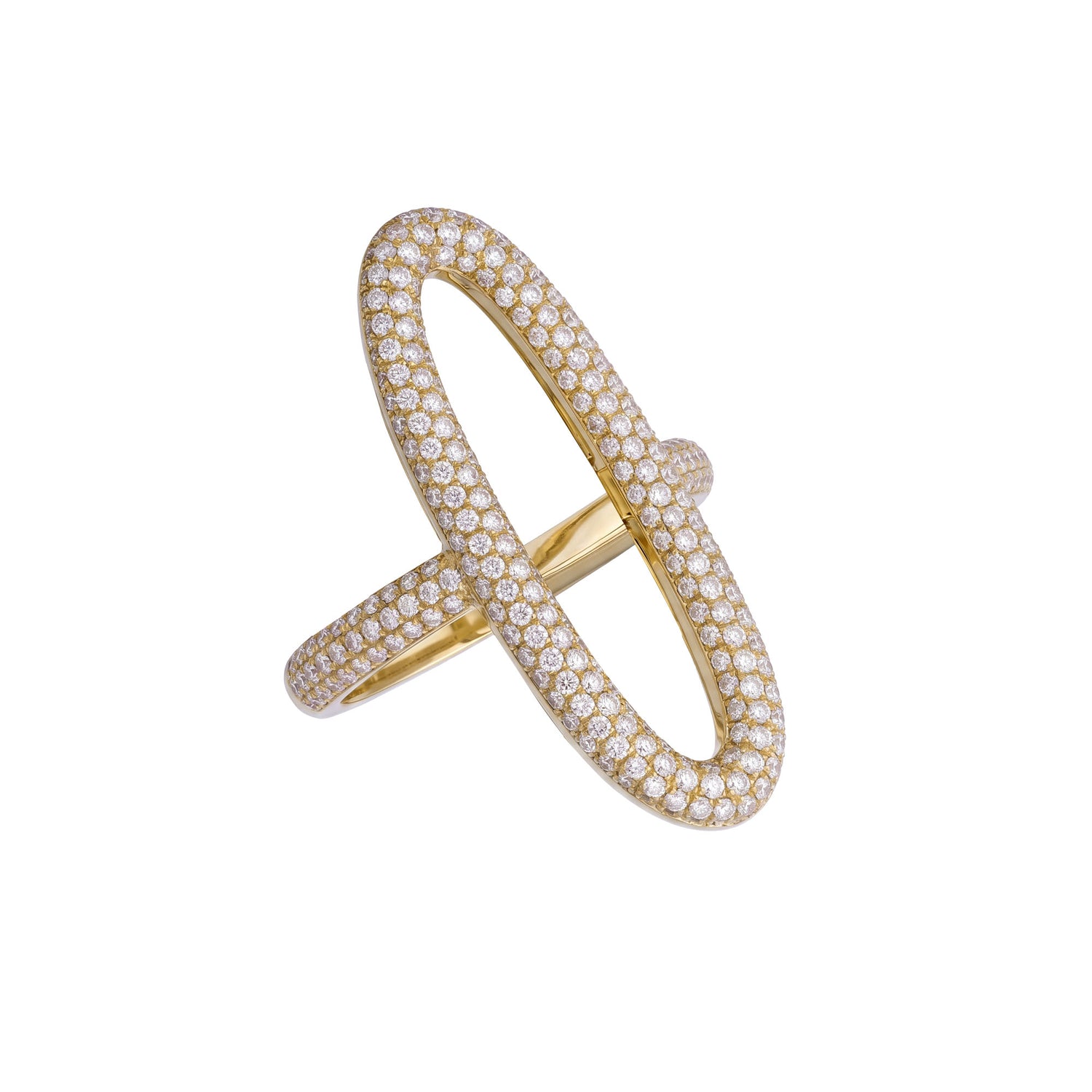 La Feuille Tombée Oval Yellow Gold Diamond Ring