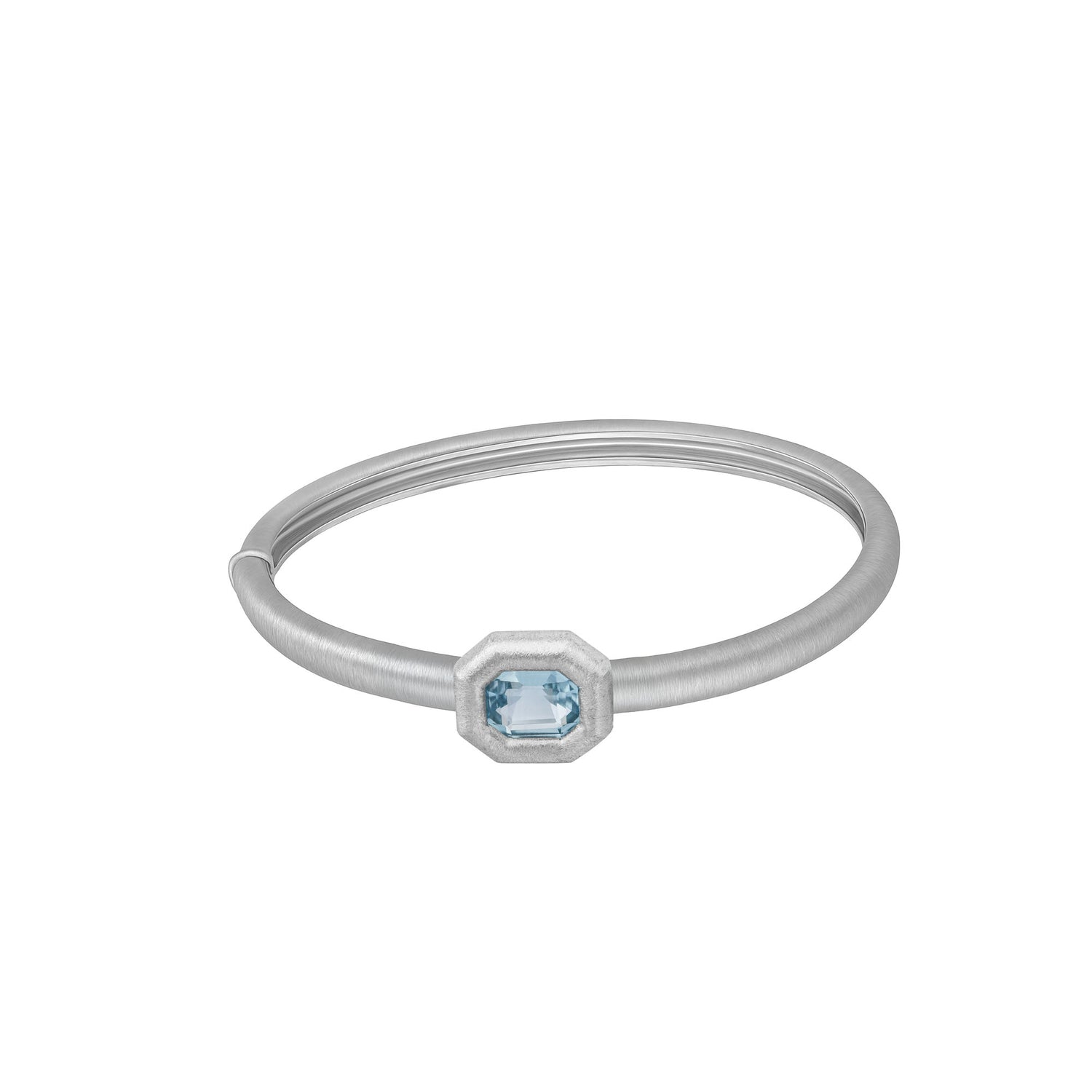 Satine Aquamarine White Gold Emerald Bangle