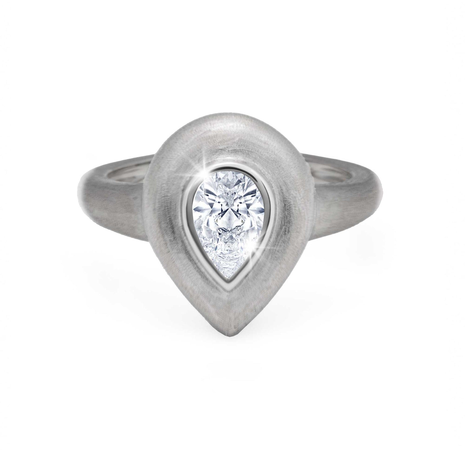 Dune Pinky White Gold Diamond Pear Ring