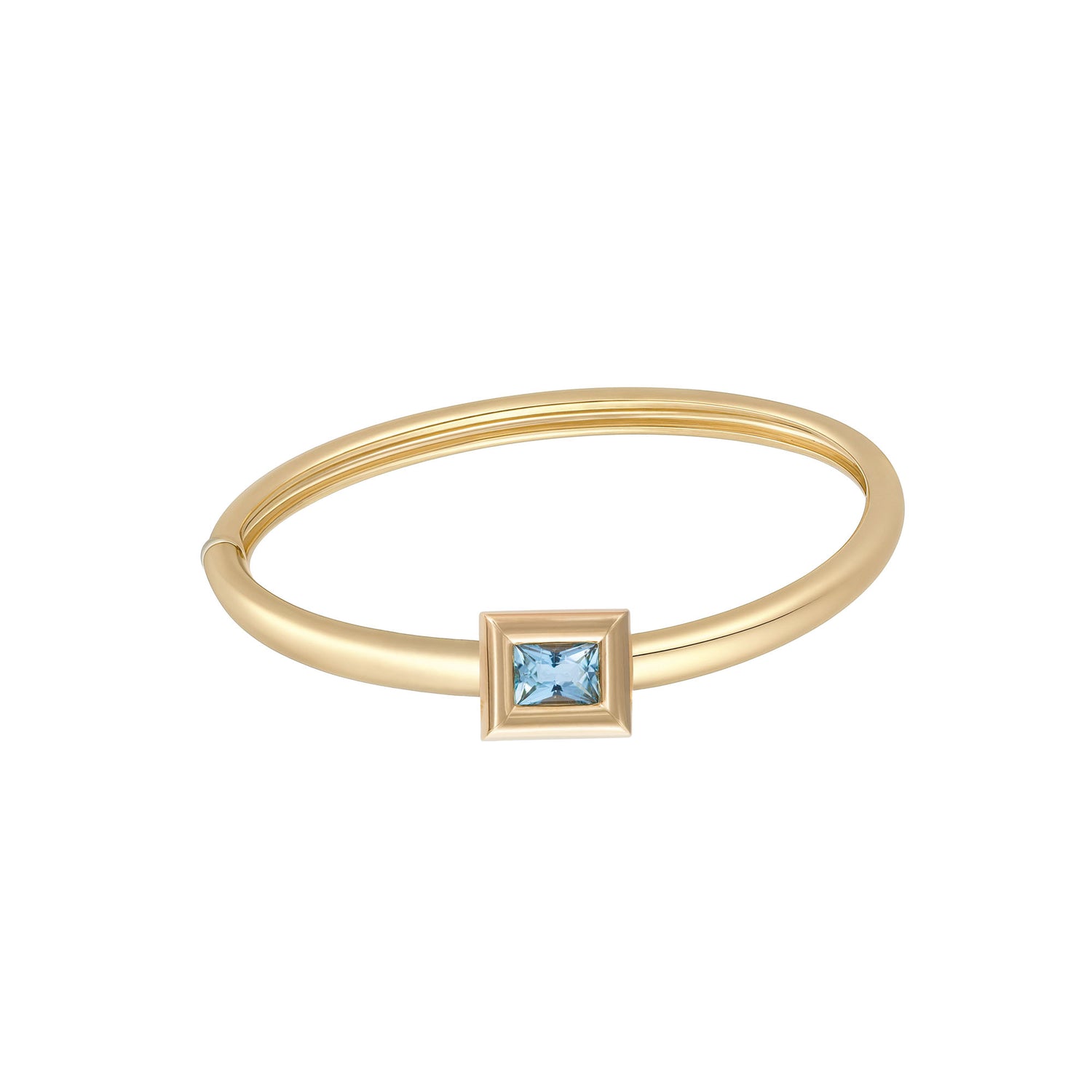 Satine Aquamarine Yellow Gold Square Bangle