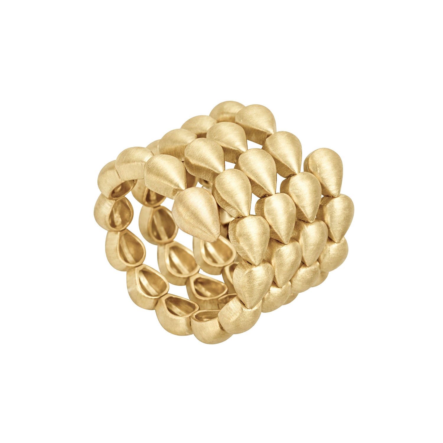 Roma Pear Yellow Gold Brushed Wide Ring