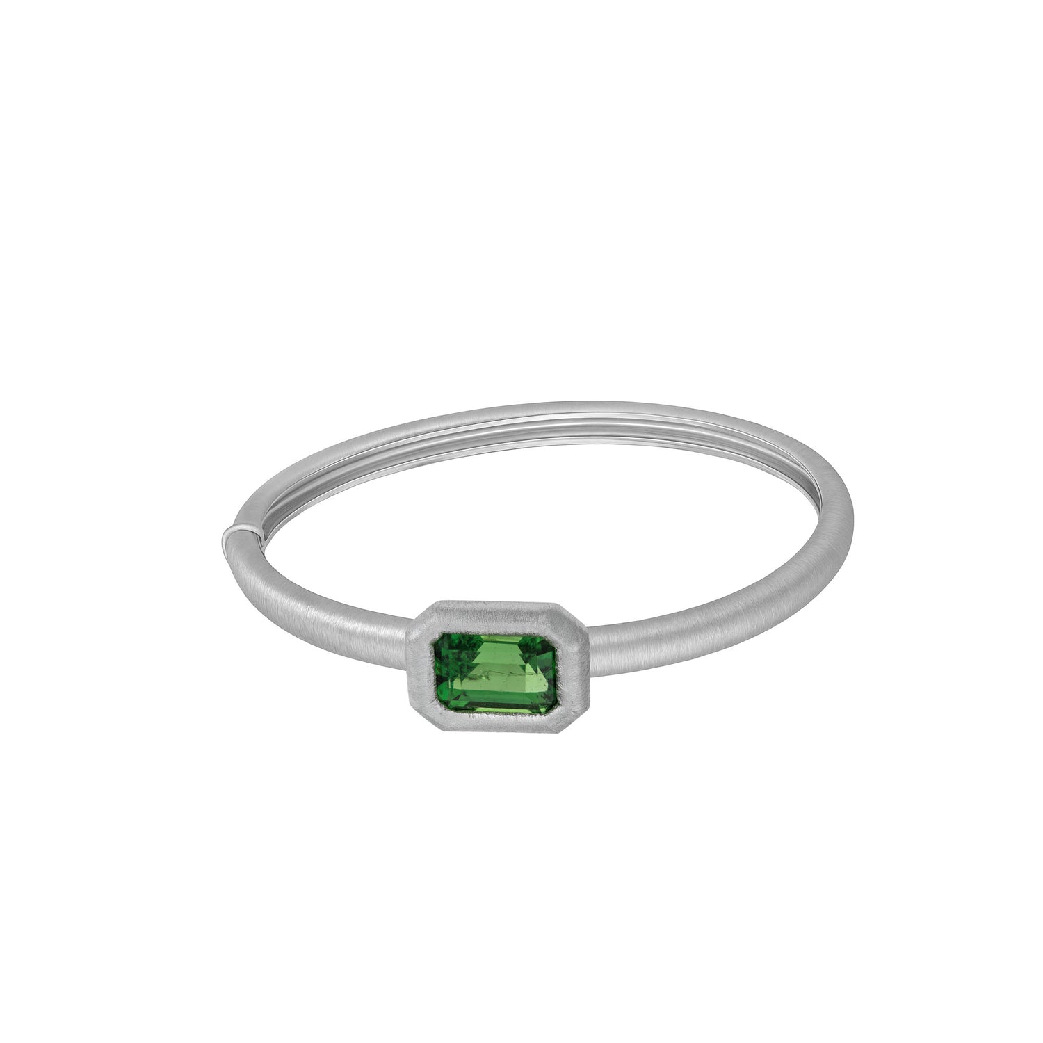 Satine Tourmaline White Gold Emerald Bangle