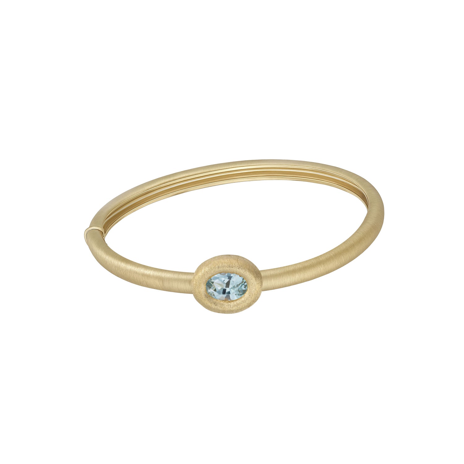 Satine Aquamarine Yellow Gold Oval Bangle