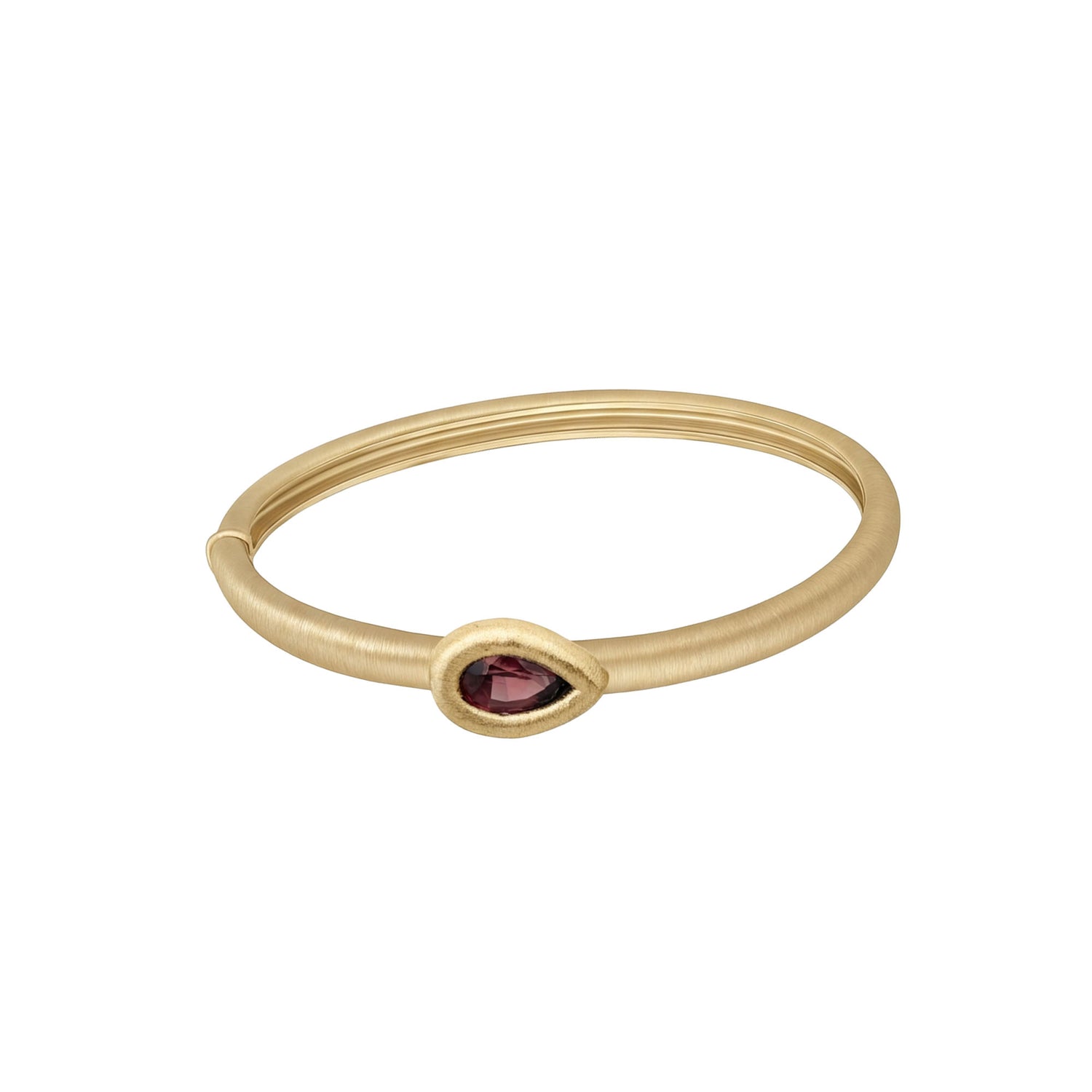 Satine Tourmaline Yellow Gold Elongated Pear Brushed Bangle