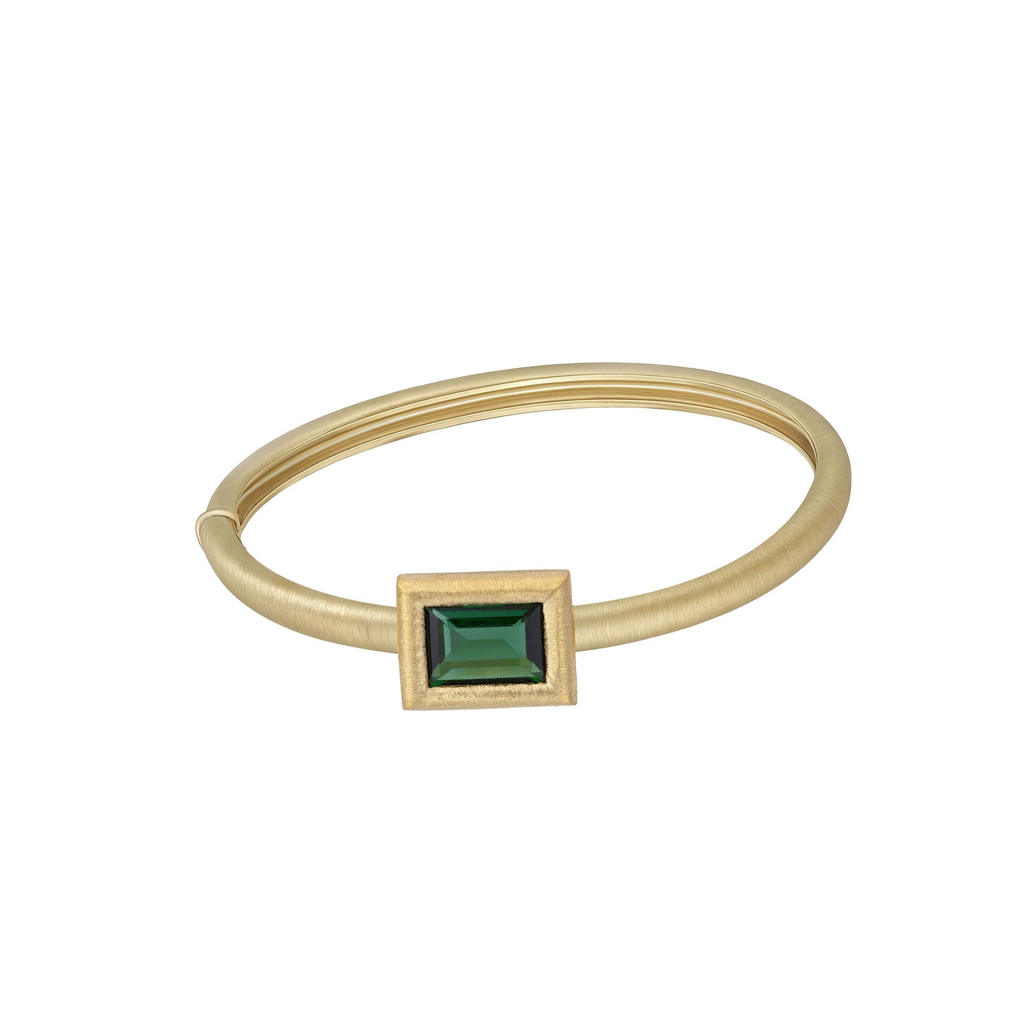 Satine Tourmaline Yellow Gold Classic Rectangular Bangle