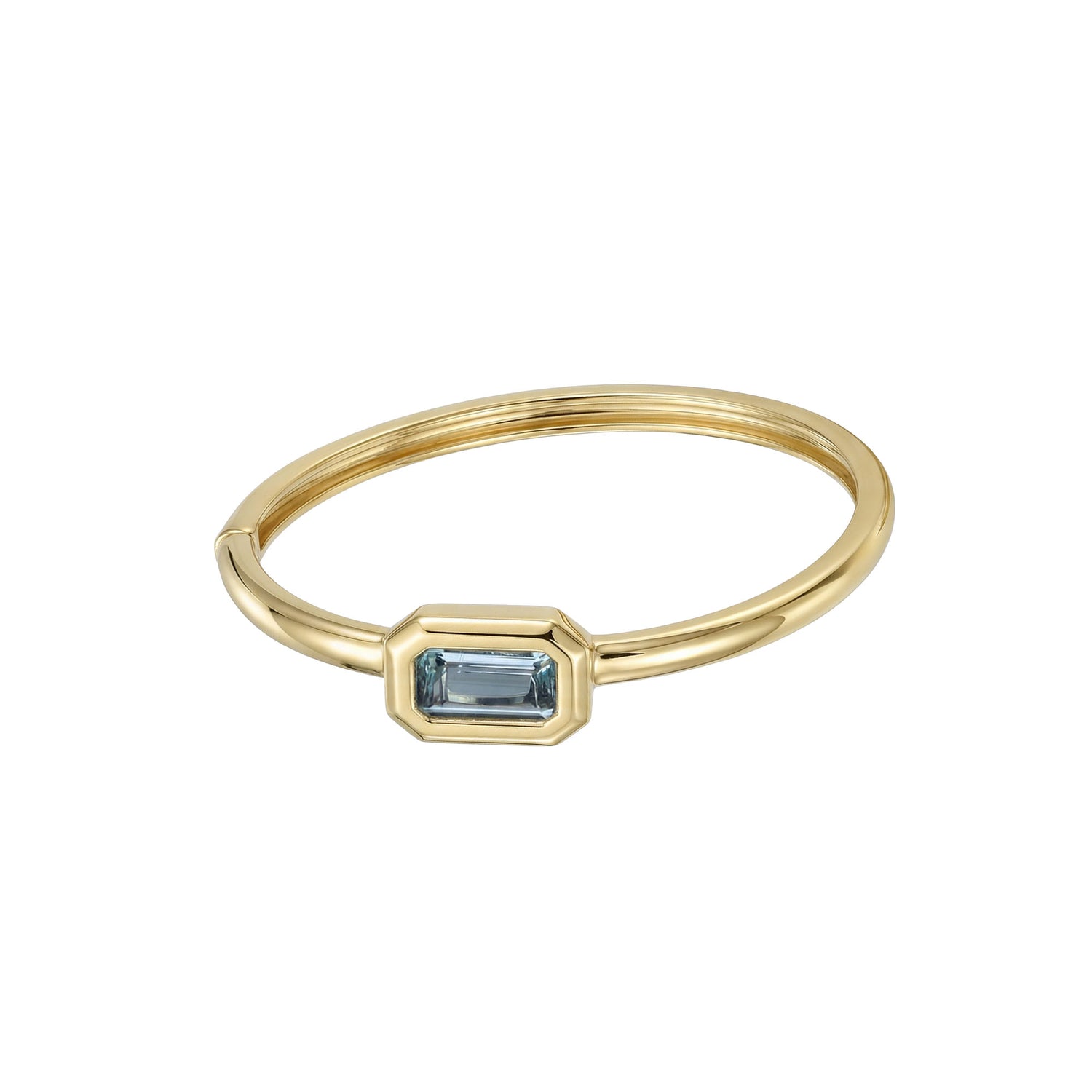 Satine Aquamarine Yellow Gold Elongated Rectangular High Gloss Bangle
