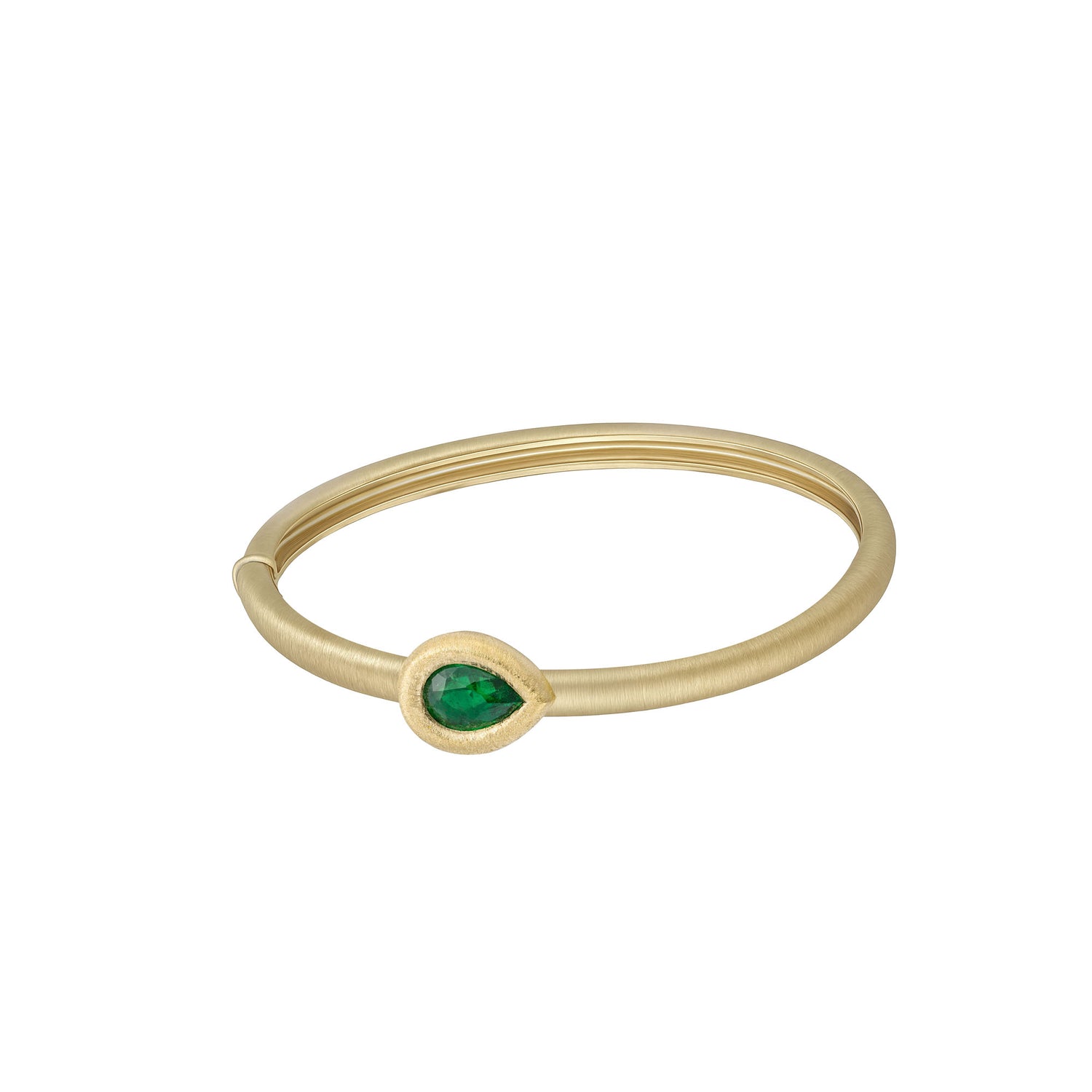 Satine Tsavorite Yellow Gold Pear Bangle
