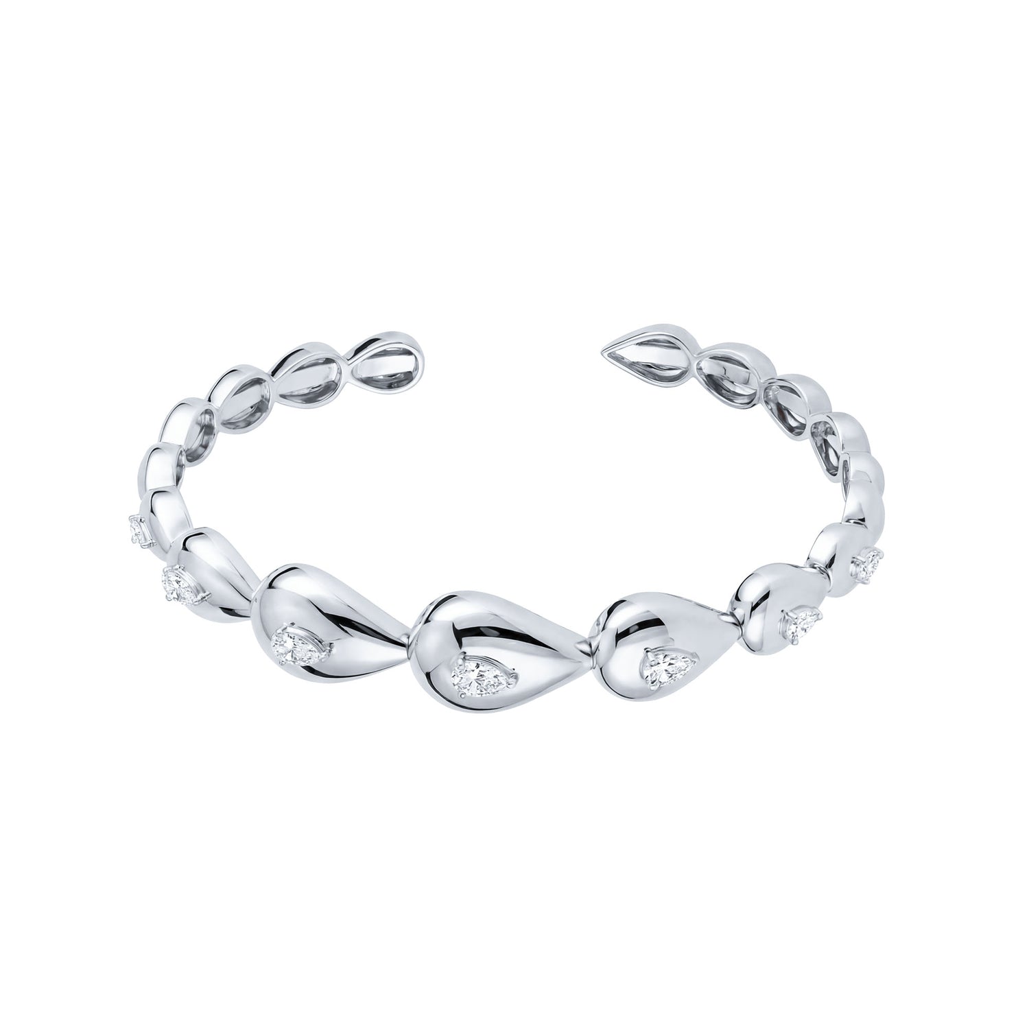 Roma Link Pear White Gold Bezel Diamond High Gloss Bangle